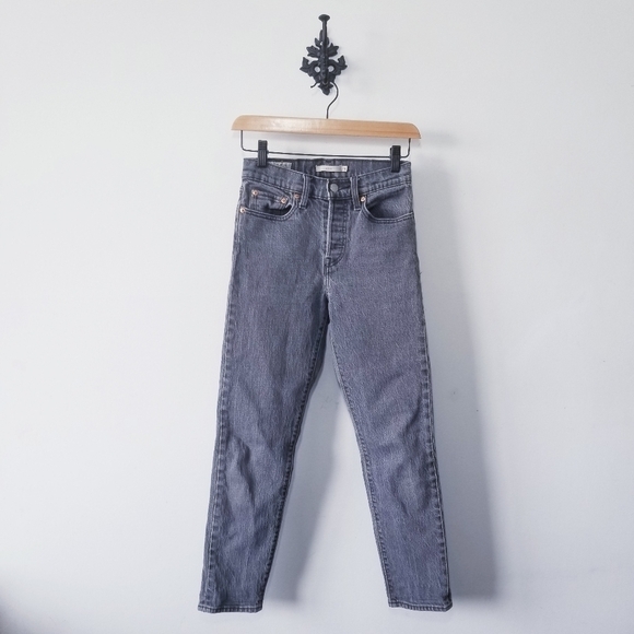 Levi's Wedgie Jeans Size 27 Grey Black EUC - Picture 2 of 6